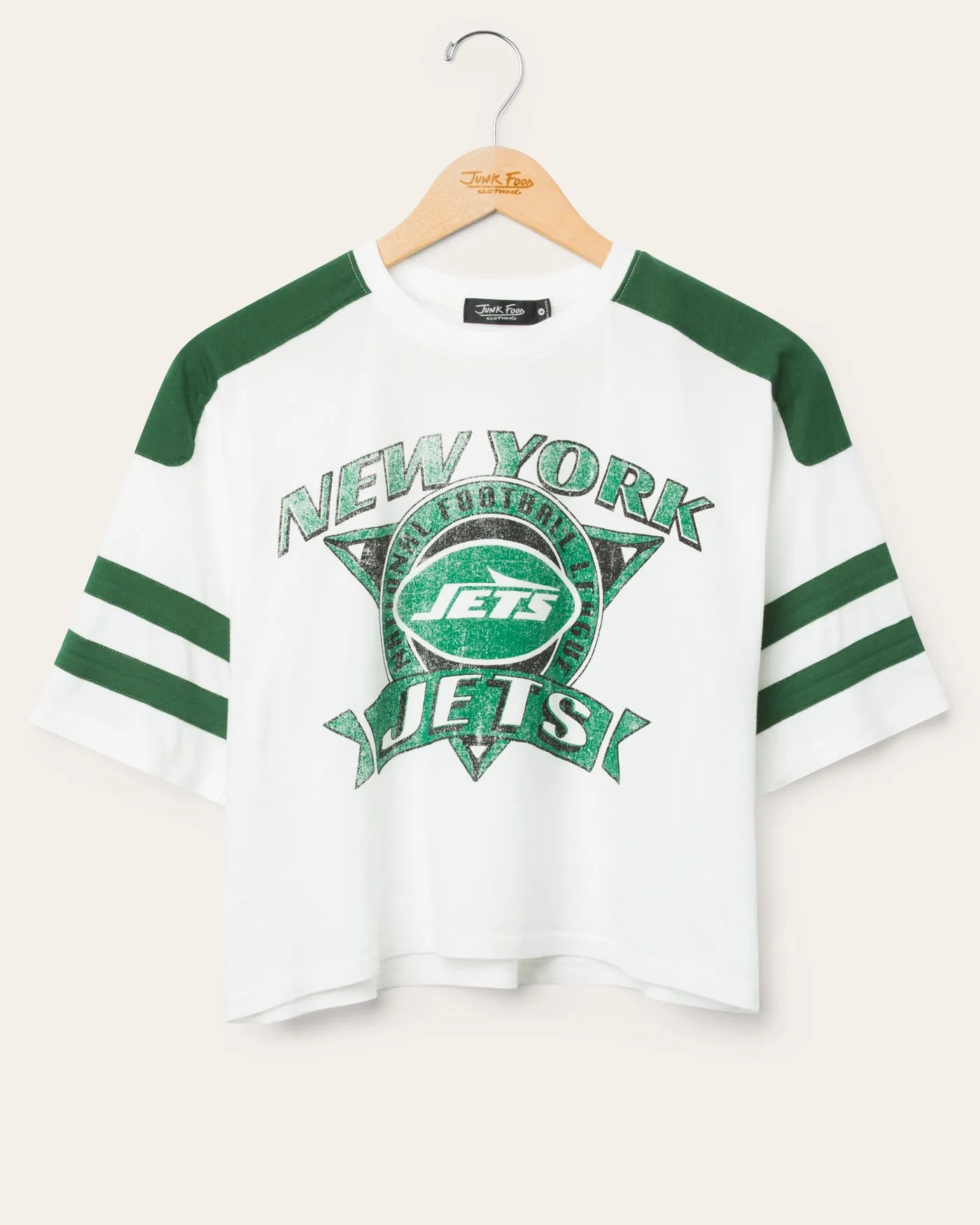 Women's New York Jets Striped Crop Tee sold by Junk Food Clothing