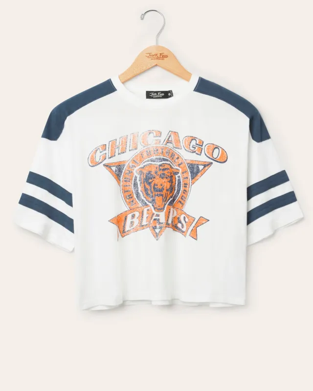 Women's Chicago Bears Striped Crop Tee sold by Junk Food Clothing