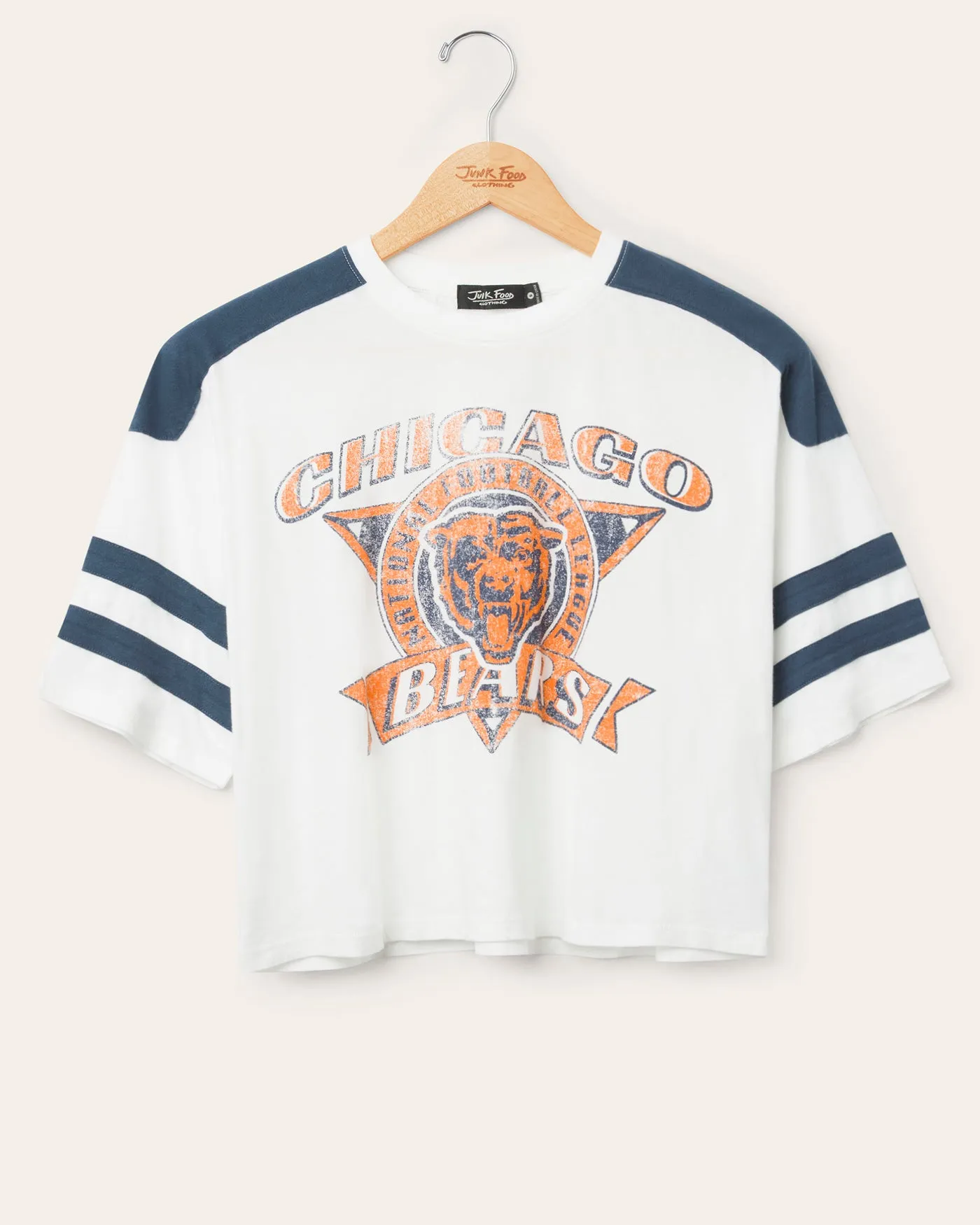 Women's Chicago Bears Striped Crop Tee sold by Junk Food Clothing