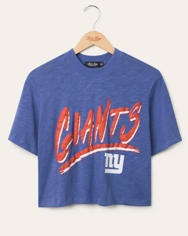 Women's New York Giants Thrill Mock Neck Crop Tee sold by Junk Food Clothing