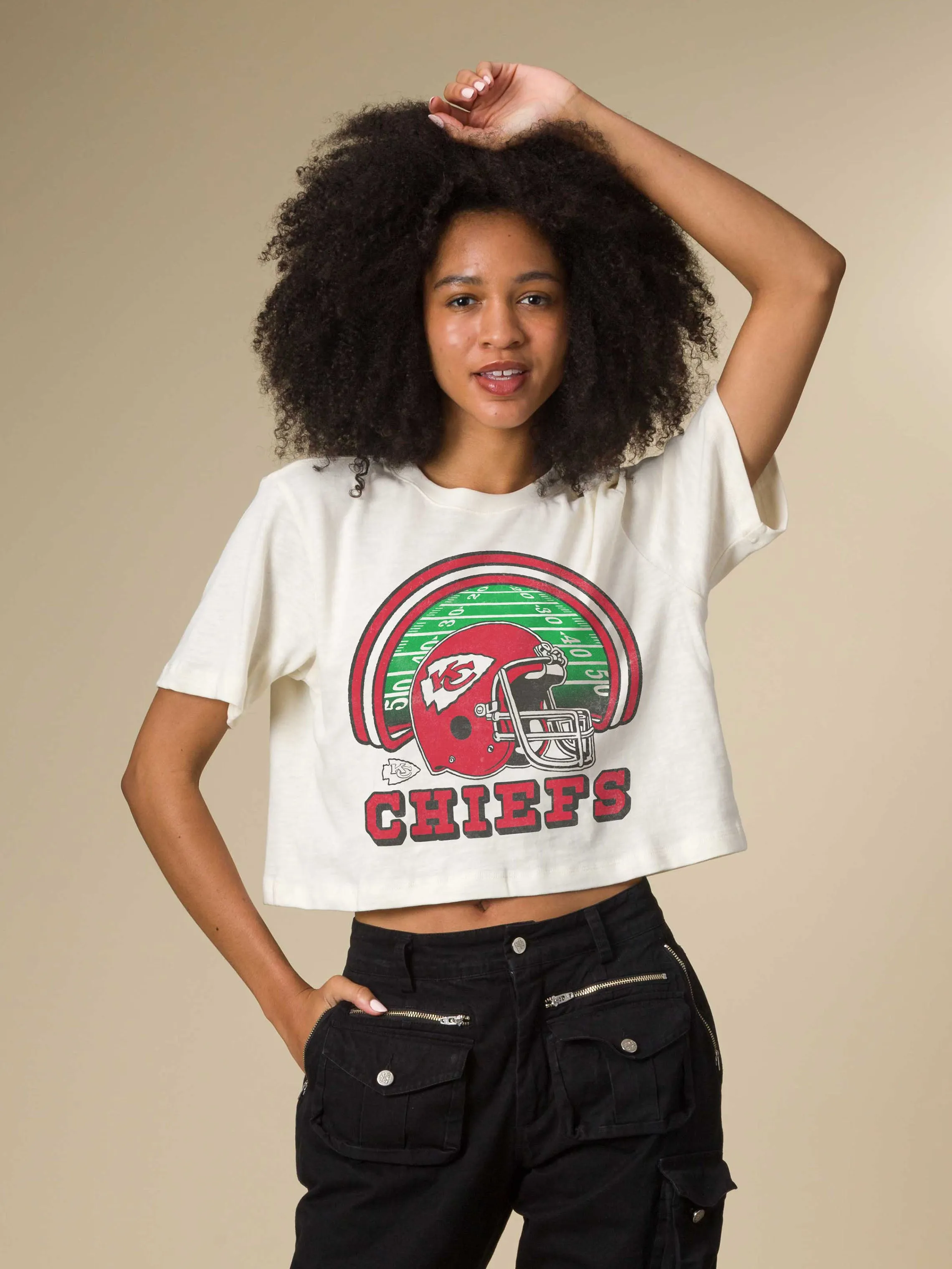 Women's Kansas City Chiefs Game Time Mock Neck Crop Tee sold by Junk Food Clothing product image thumbnail 2