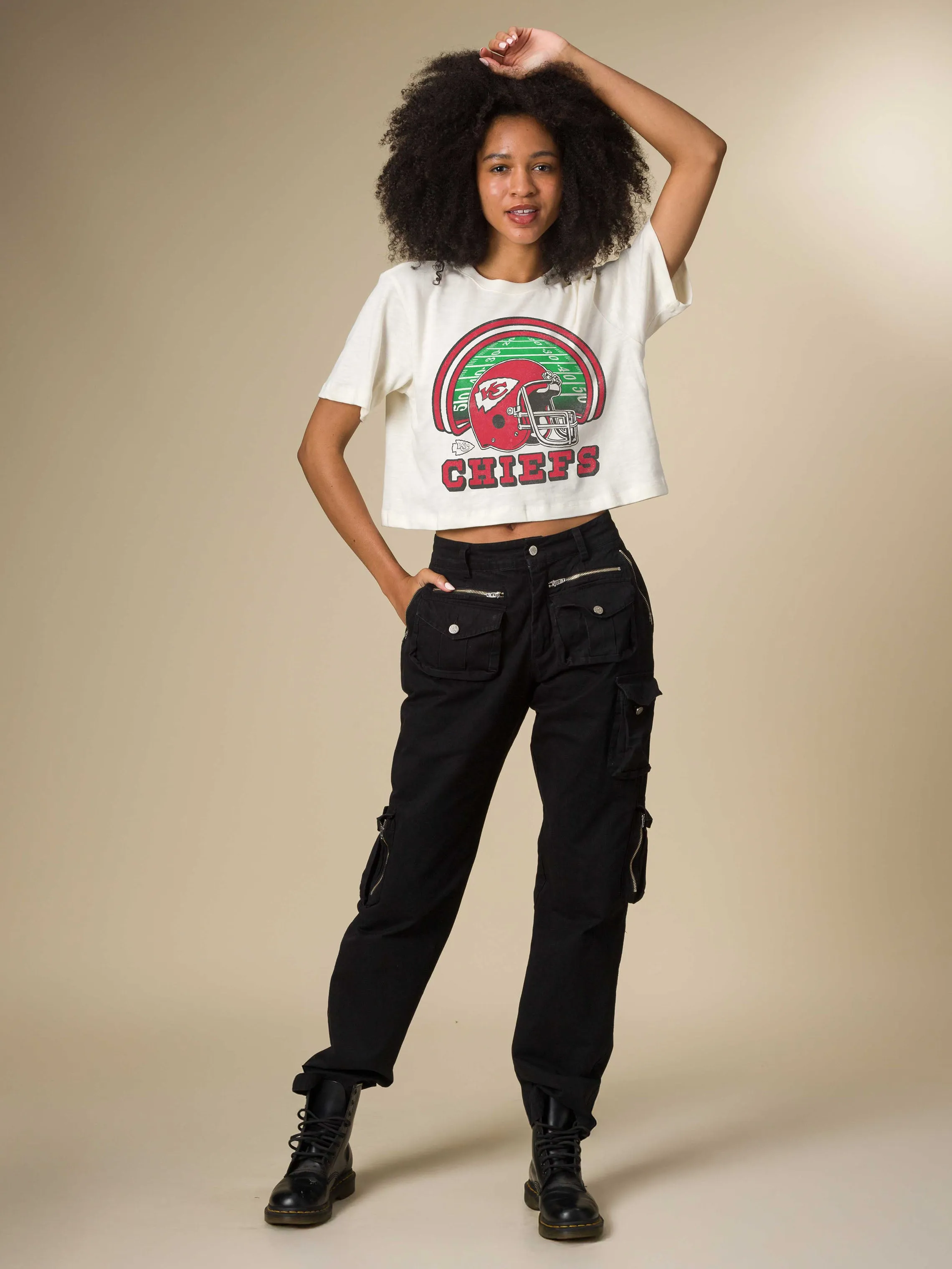 Women's Kansas City Chiefs Game Time Mock Neck Crop Tee sold by Junk Food Clothing product image thumbnail 3