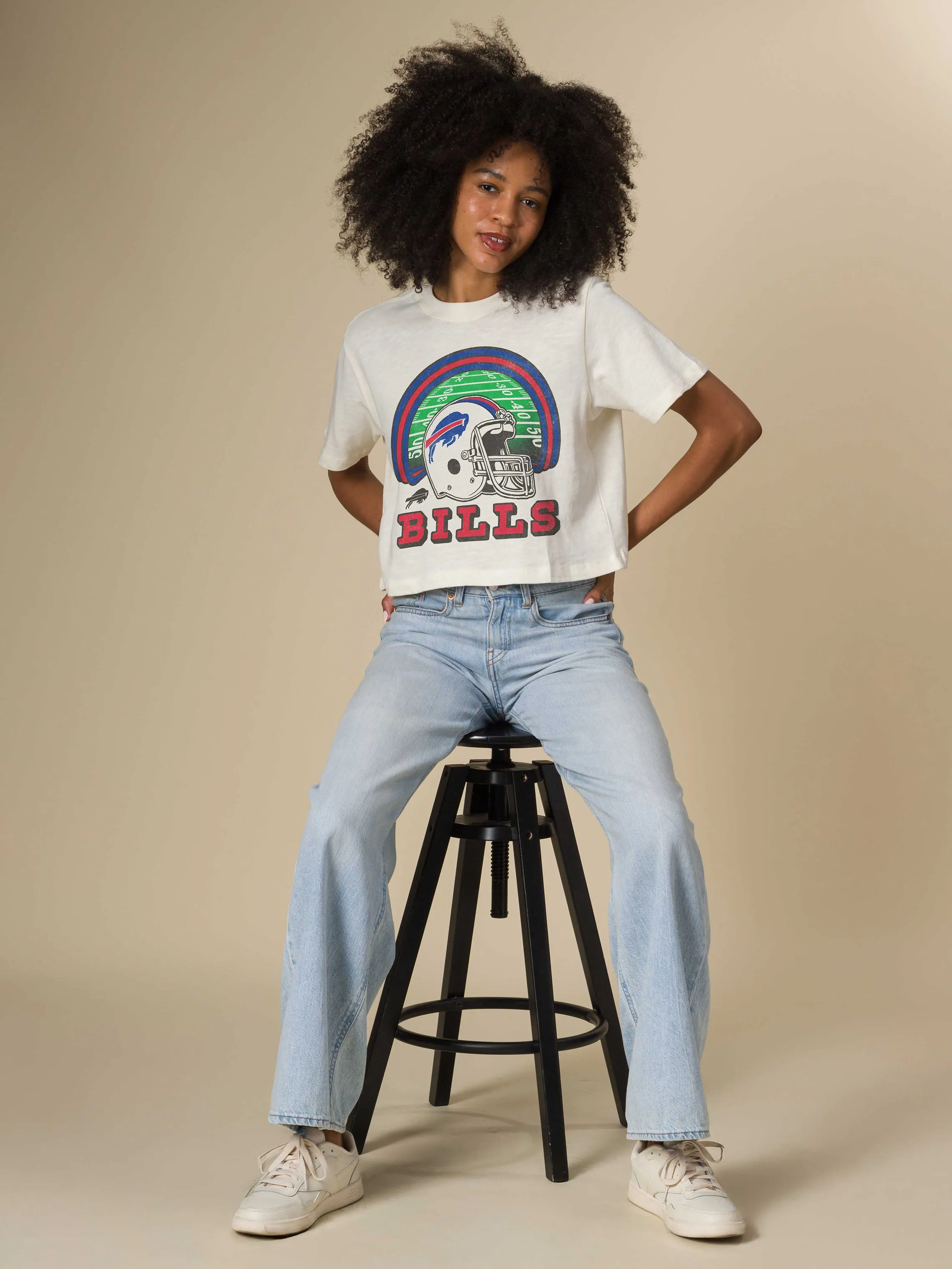 Women's Buffalo Bills Game Time Mock Neck Crop Tee sold by Junk Food Clothing product image thumbnail 3