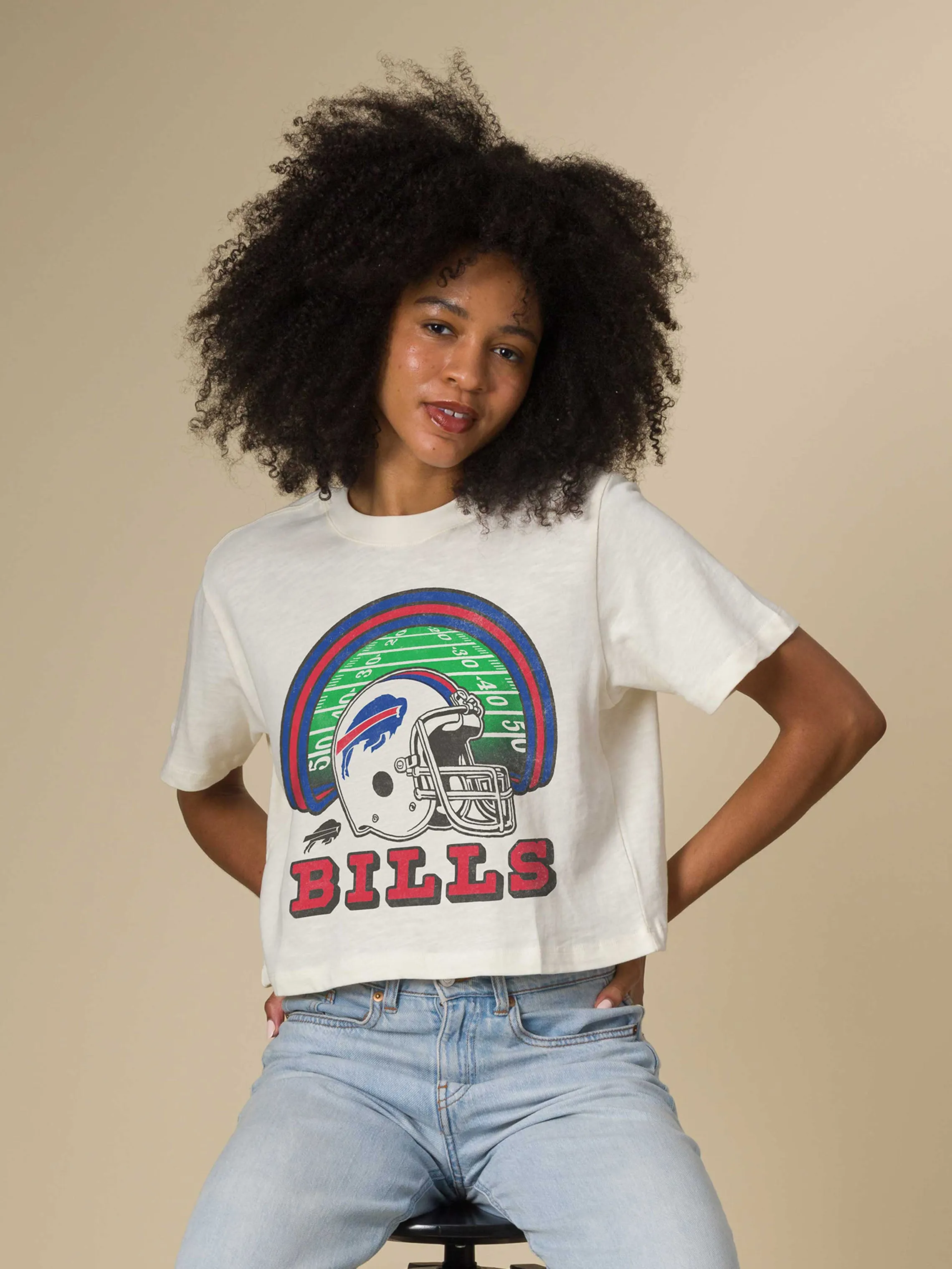 Women's Buffalo Bills Game Time Mock Neck Crop Tee sold by Junk Food Clothing product image thumbnail 2