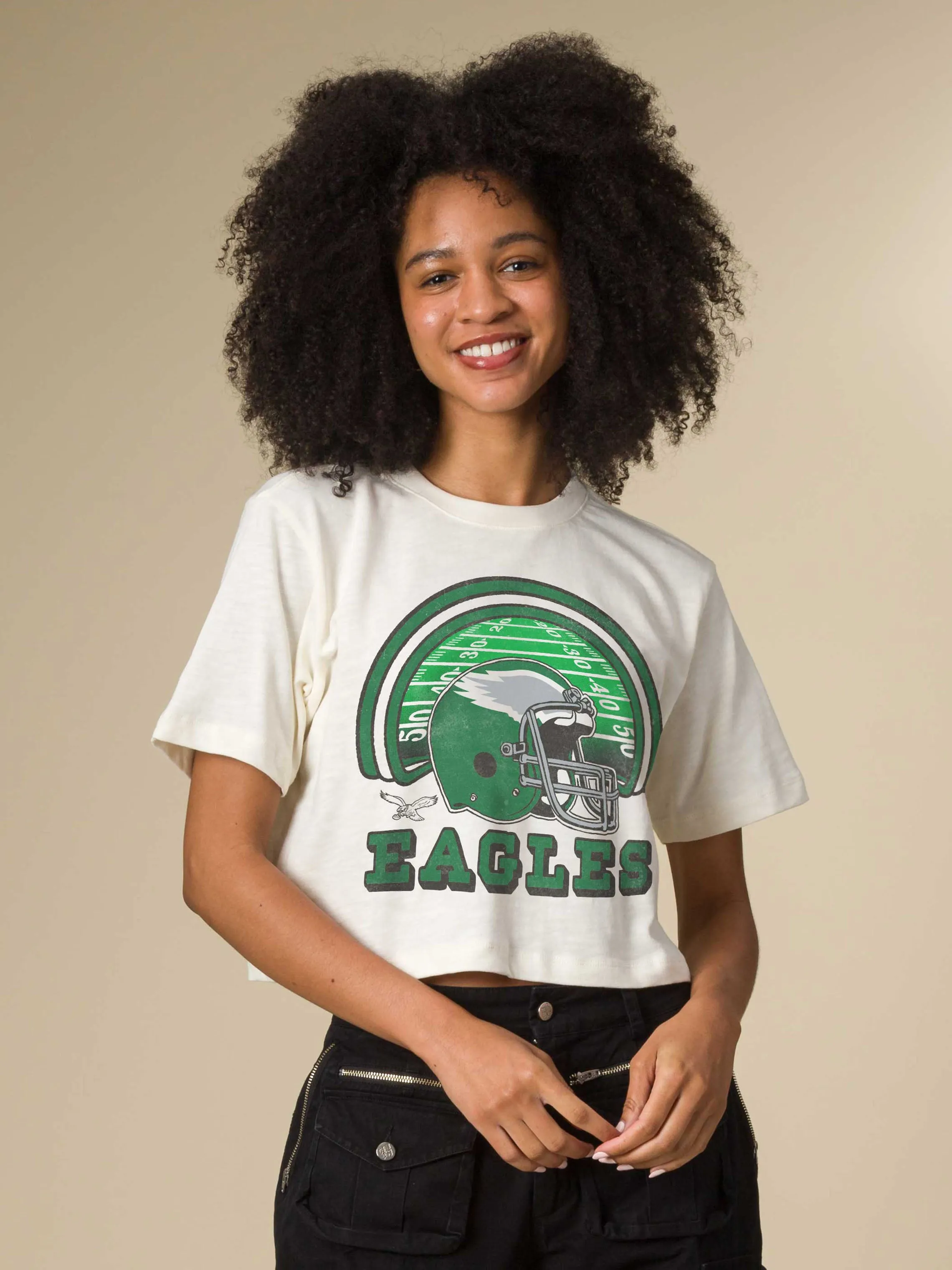 Women's Philadelphia Eagles Game Time Mock Neck Crop Tee sold by Junk Food Clothing product image thumbnail 3