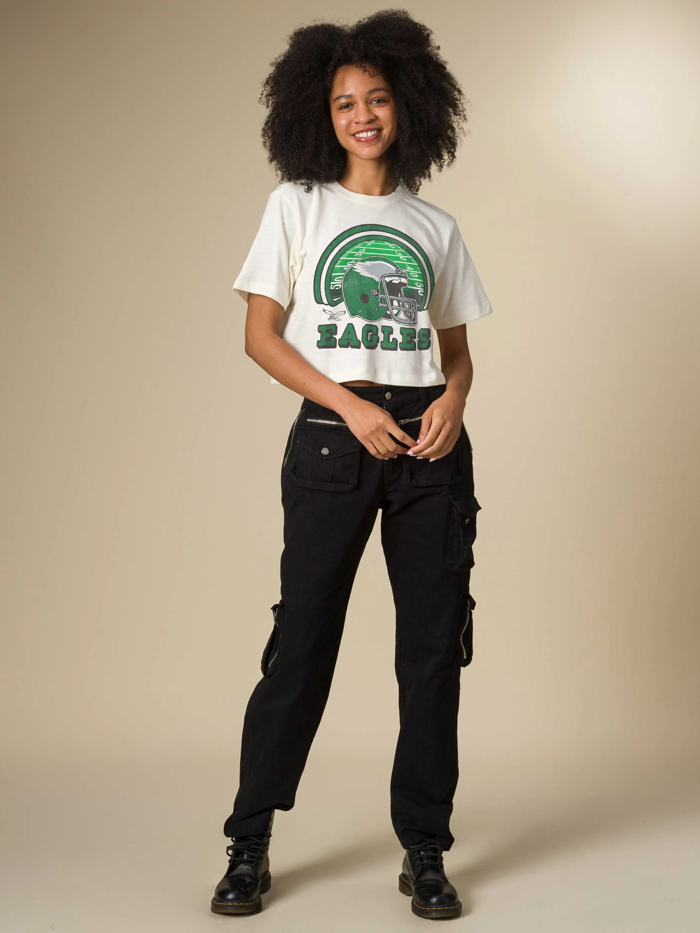 Women's Philadelphia Eagles Game Time Mock Neck Crop Tee sold by Junk Food Clothing product image thumbnail 2