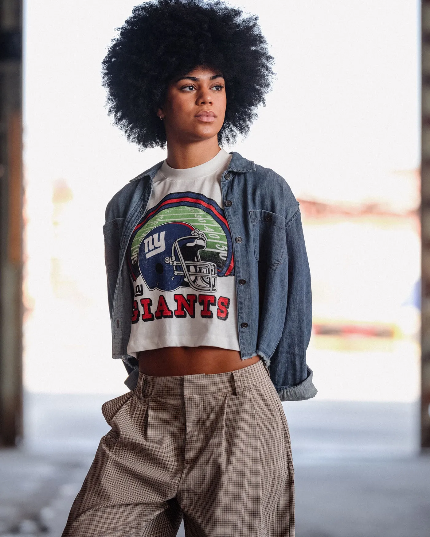 Women's New York Giants Game Time Mock Neck Crop Tee sold by Junk Food Clothing product image thumbnail 2
