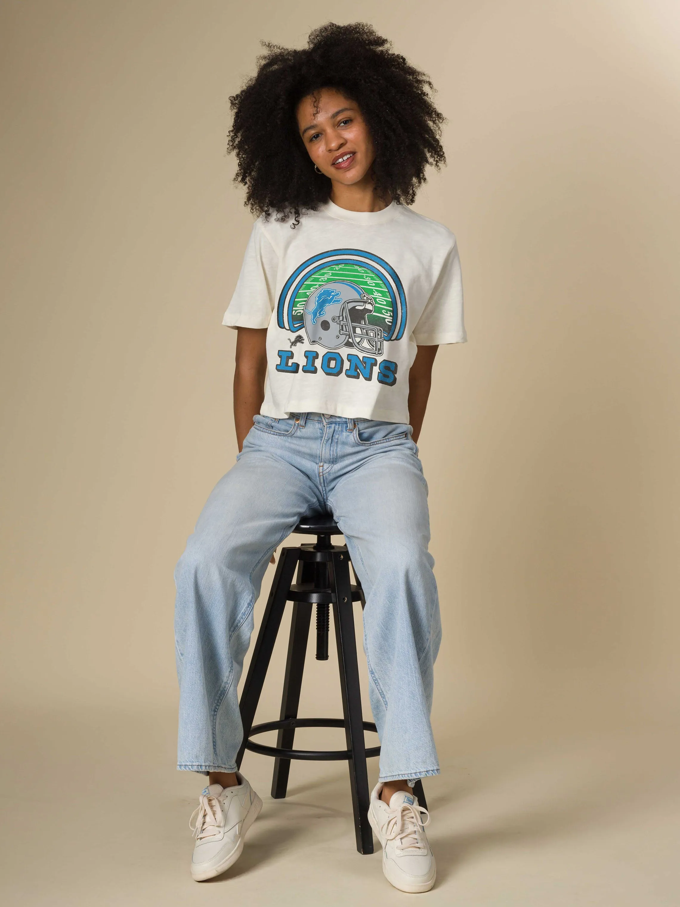 Women's Detroit Lions Game Time Mock Neck Crop Tee sold by Junk Food Clothing product image thumbnail 2