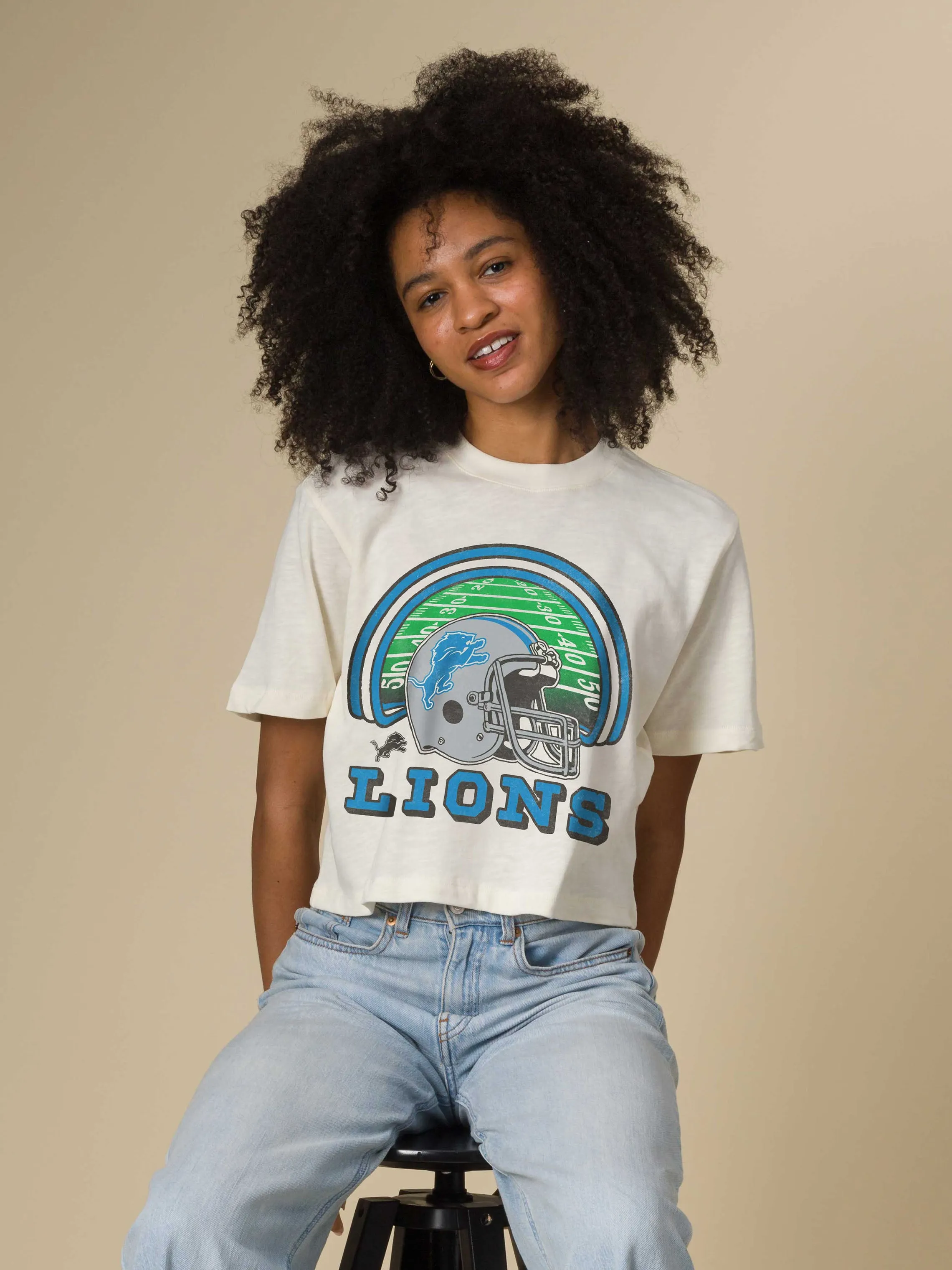 Women's Detroit Lions Game Time Mock Neck Crop Tee sold by Junk Food Clothing product image thumbnail 3