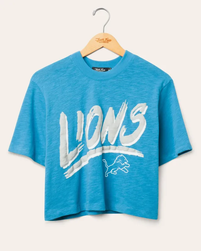 Women's Detroit Lions Thrill Mock Neck Crop Tee sold by Junk Food Clothing
