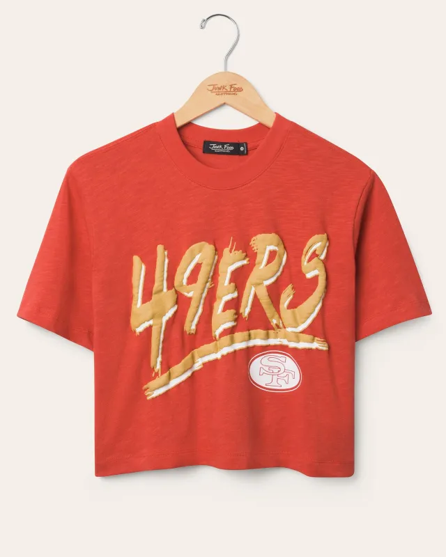 Women's San Francisco 49ers Thrill Mock Neck Crop Tee sold by Junk Food Clothing