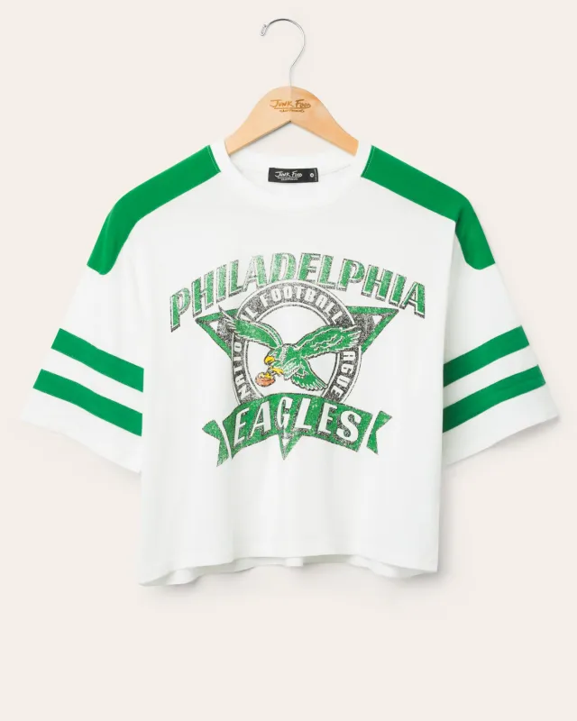 Women's Philadelphia Eagles Striped Crop Tee sold by Junk Food Clothing