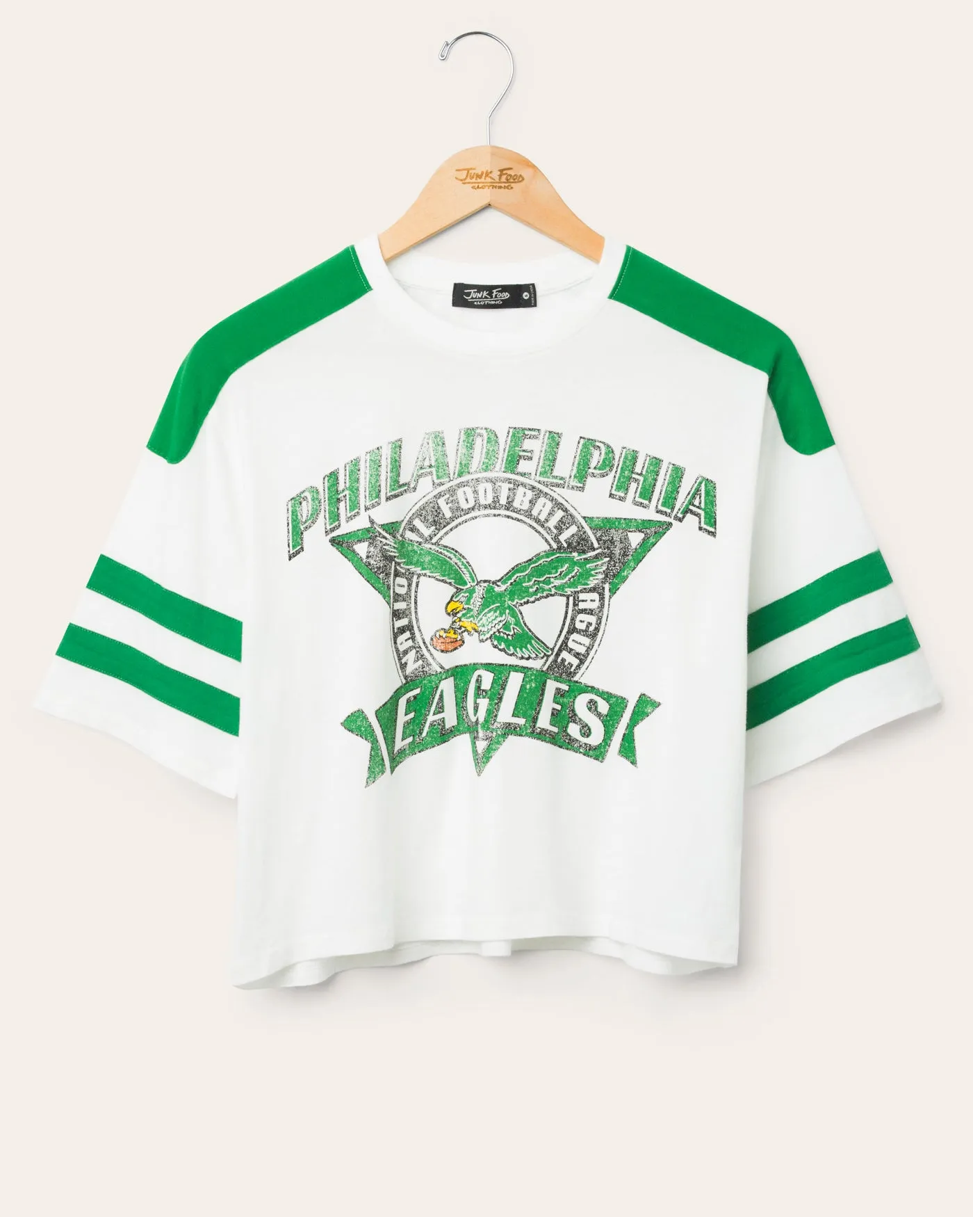Women's Philadelphia Eagles Striped Crop Tee sold by Junk Food Clothing