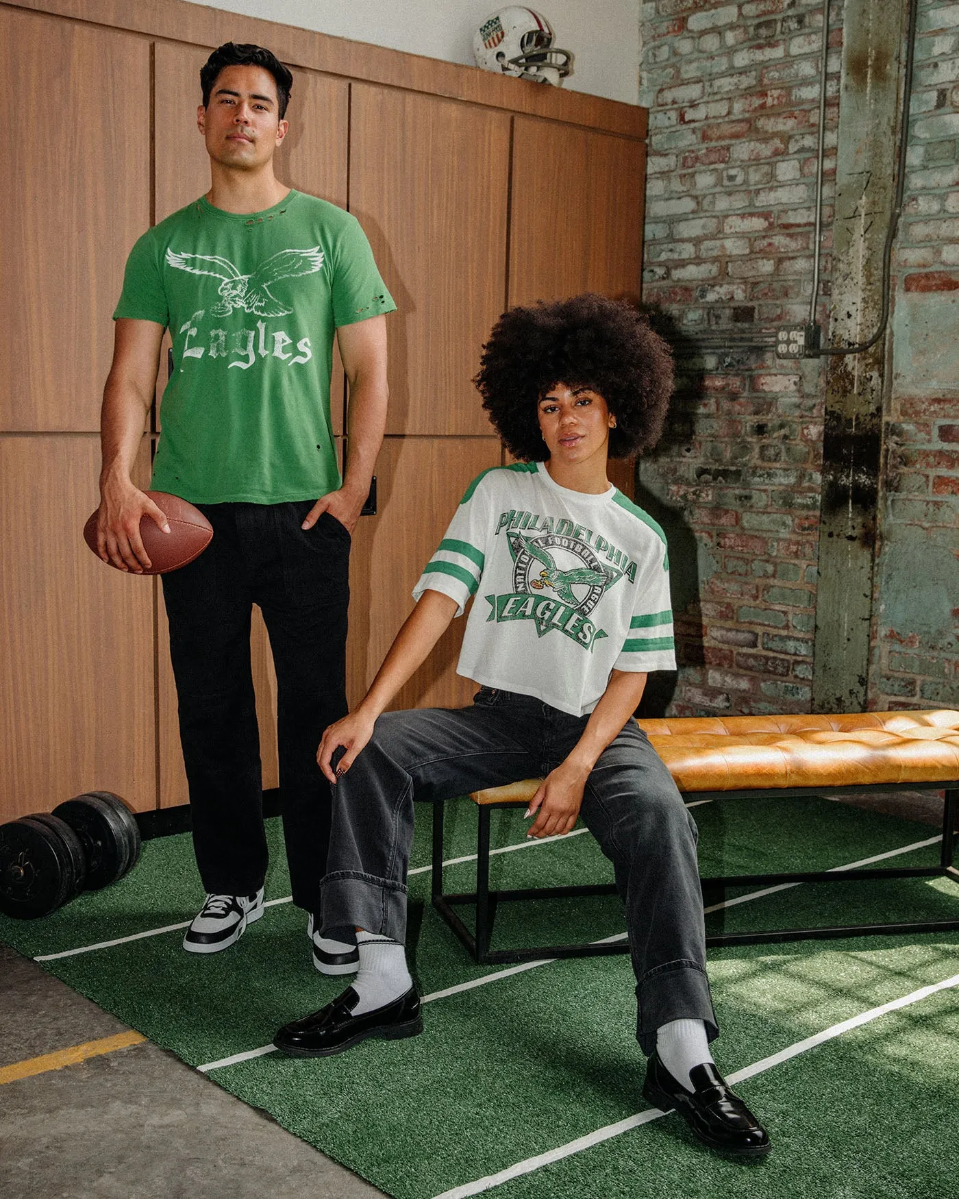 Women's Philadelphia Eagles Striped Crop Tee sold by Junk Food Clothing product image thumbnail 2