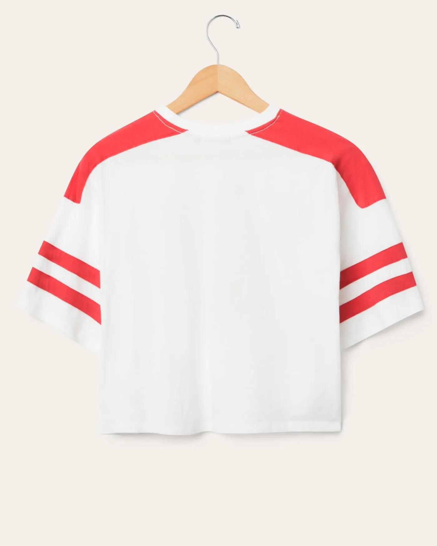 Women's Kansas City Chiefs Striped Crop Tee sold by Junk Food Clothing product image thumbnail 4