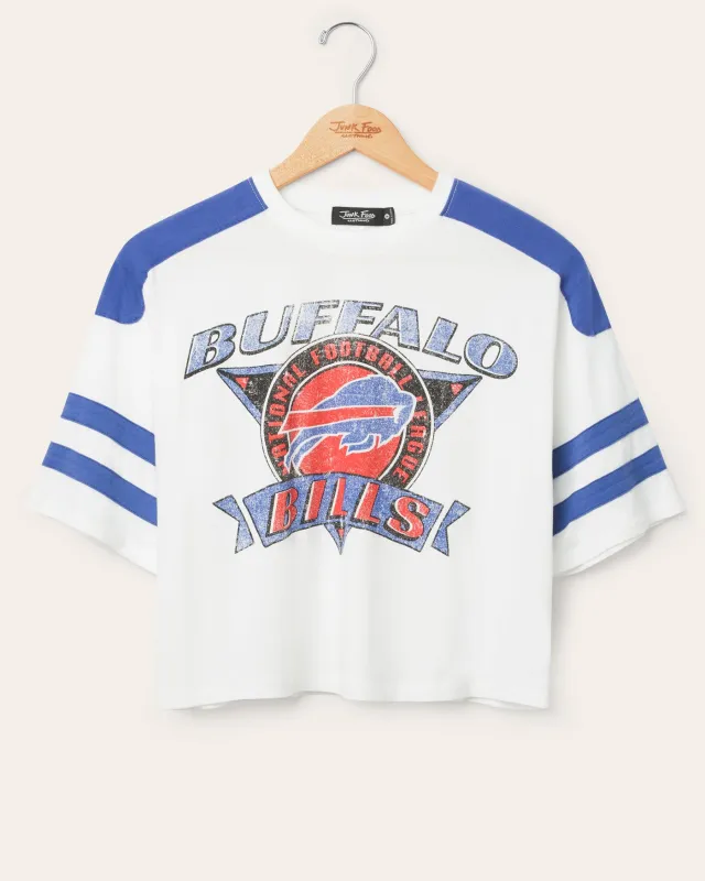 Women's Buffalo Bills Striped Crop Tee sold by Junk Food Clothing