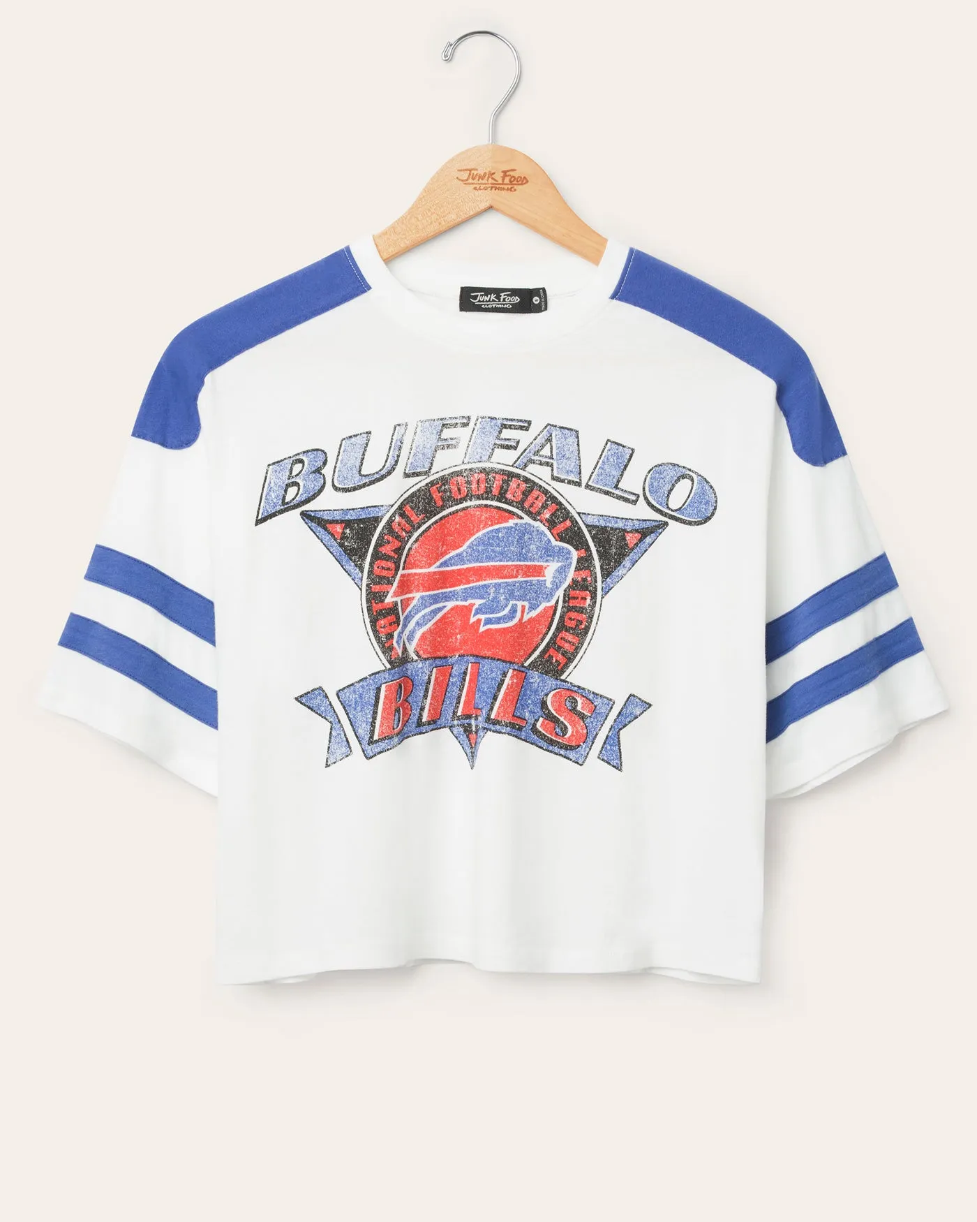 Women's Buffalo Bills Striped Crop Tee sold by Junk Food Clothing