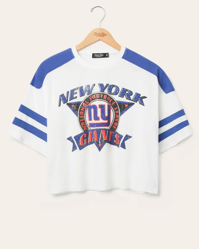 Women's New York Giants Striped Crop Tee sold by Junk Food Clothing