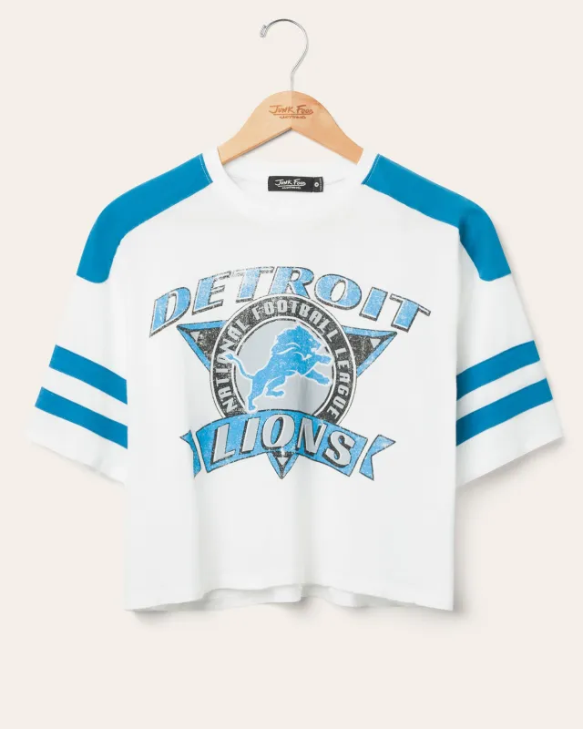 Women's Detroit Lions Striped Crop Tee sold by Junk Food Clothing