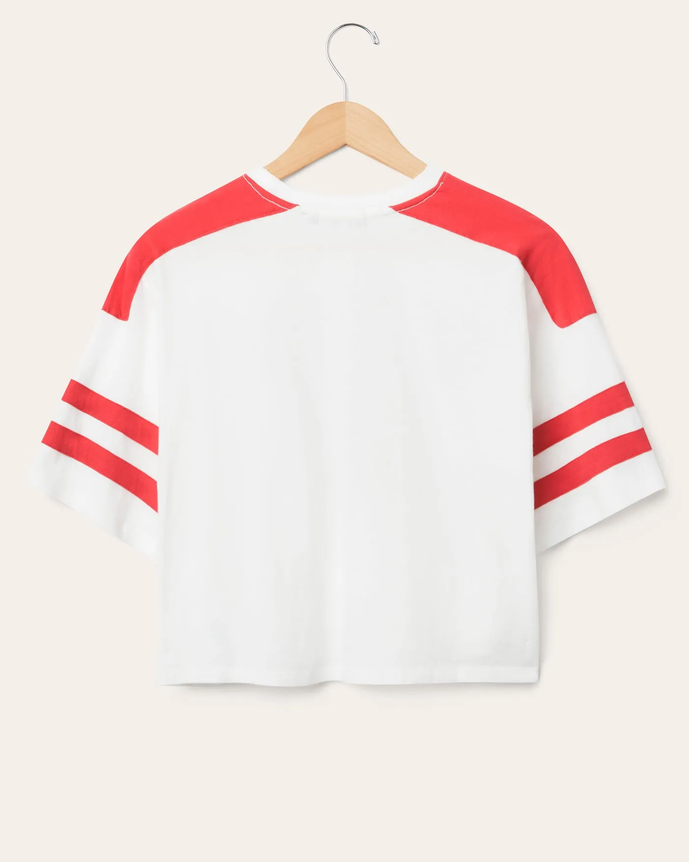 Women's San Francisco 49ers Striped Crop Tee sold by Junk Food Clothing product image thumbnail 2