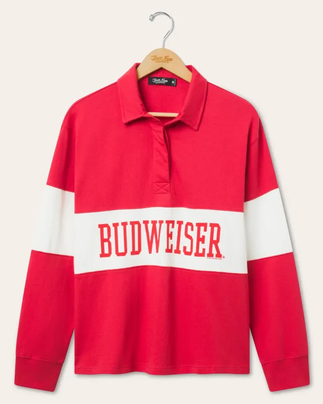 Women's Budweiser Rugby Long Sleeve sold by Junk Food Clothing