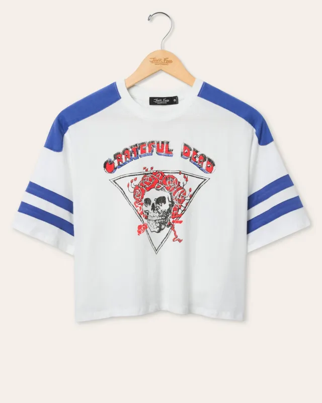 Women's Grateful Dead Striped Crop Tee made by Junk Food Clothing