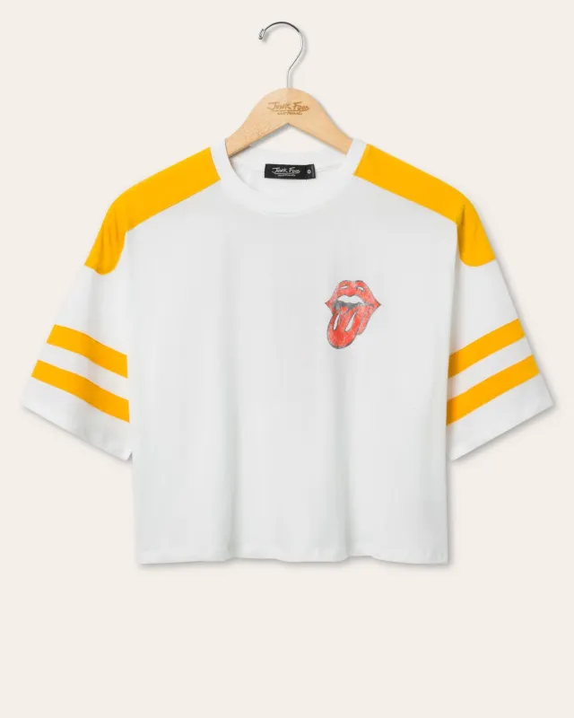 Women's The Rolling Stones Striped Crop Tee sold by Junk Food Clothing