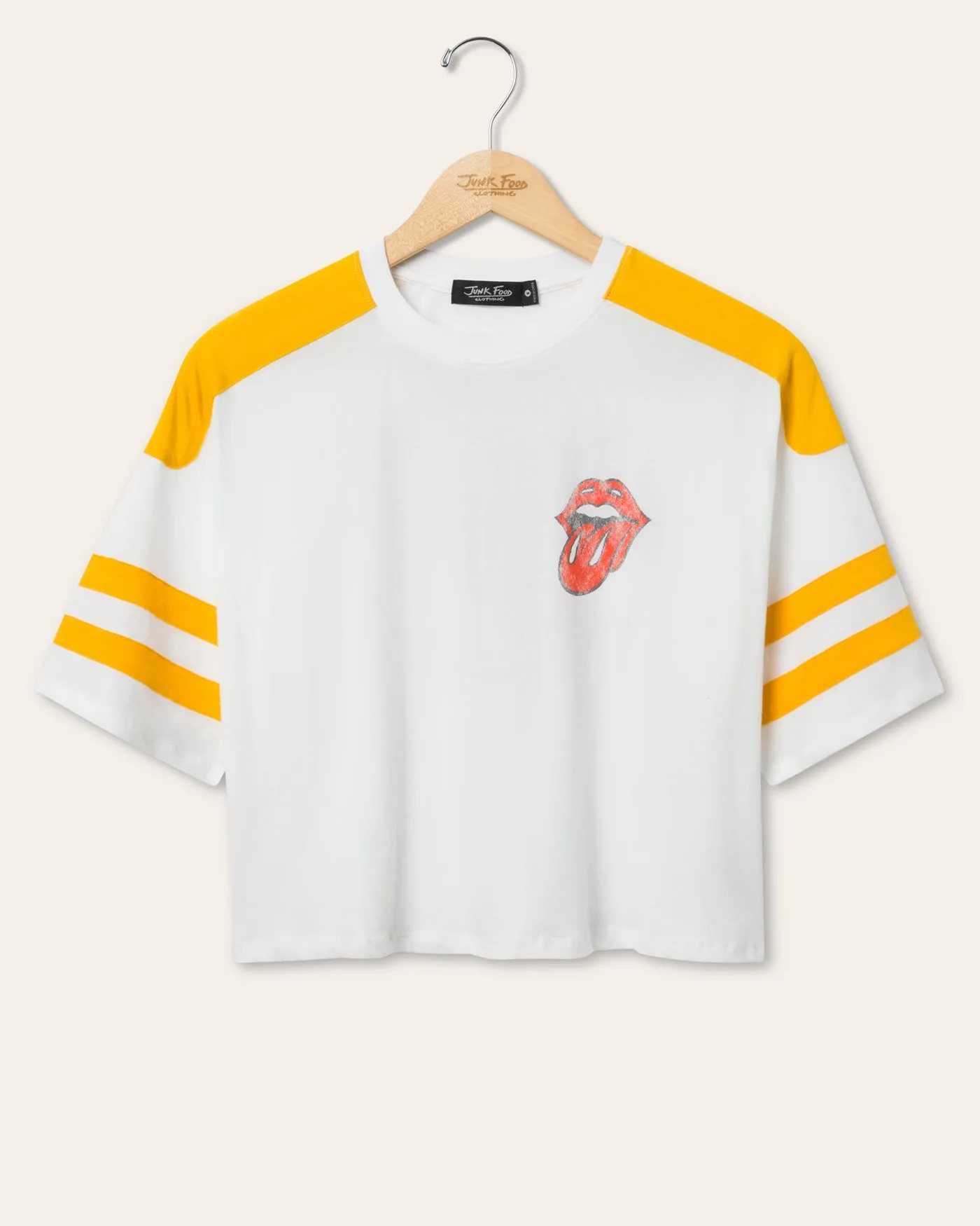 Women's The Rolling Stones Striped Crop Tee sold by Junk Food Clothing