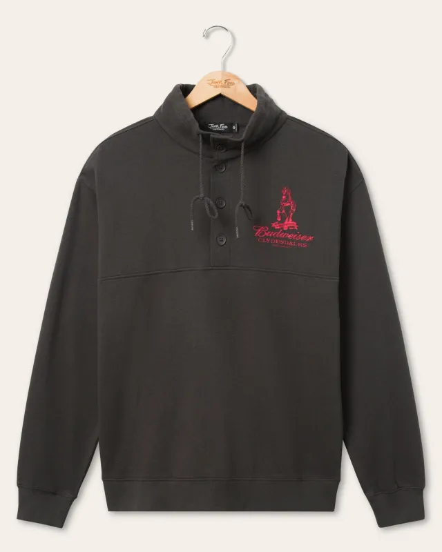 Budweiser Mock Neck Button Up Fleece sold by Junk Food Clothing