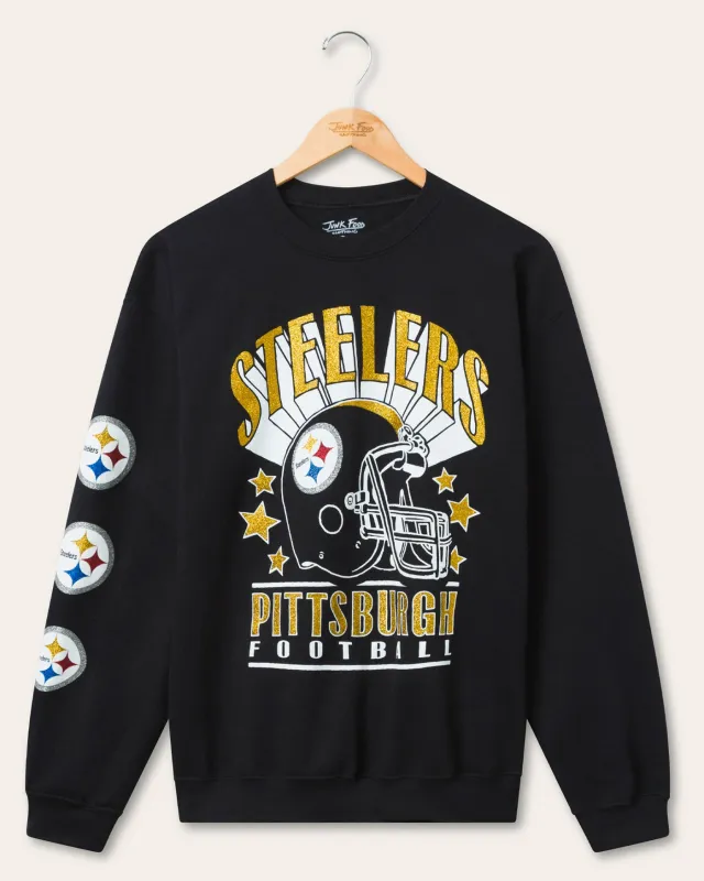 Pittsburgh Steelers Glitter Helmet Flea Market Crew Fleece sold by Junk Food Clothing