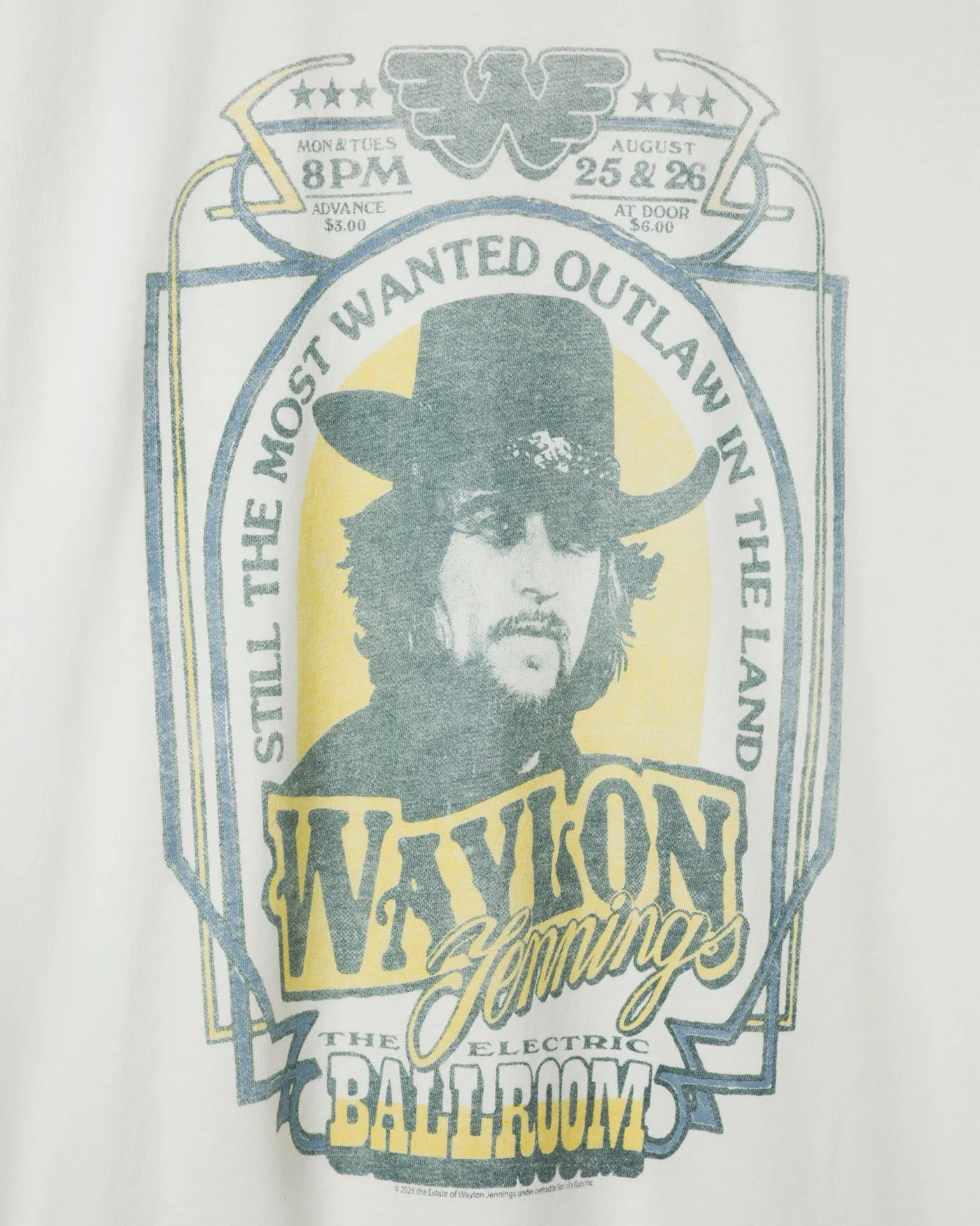 Waylon Jennings Ballroom Vintage Tee sold by Junk Food Clothing product image thumbnail 3