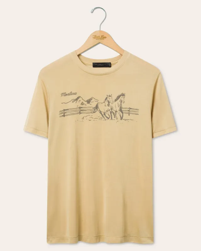 Women's Montana Horses Vintage Tissue Tee sold by Junk Food Clothing