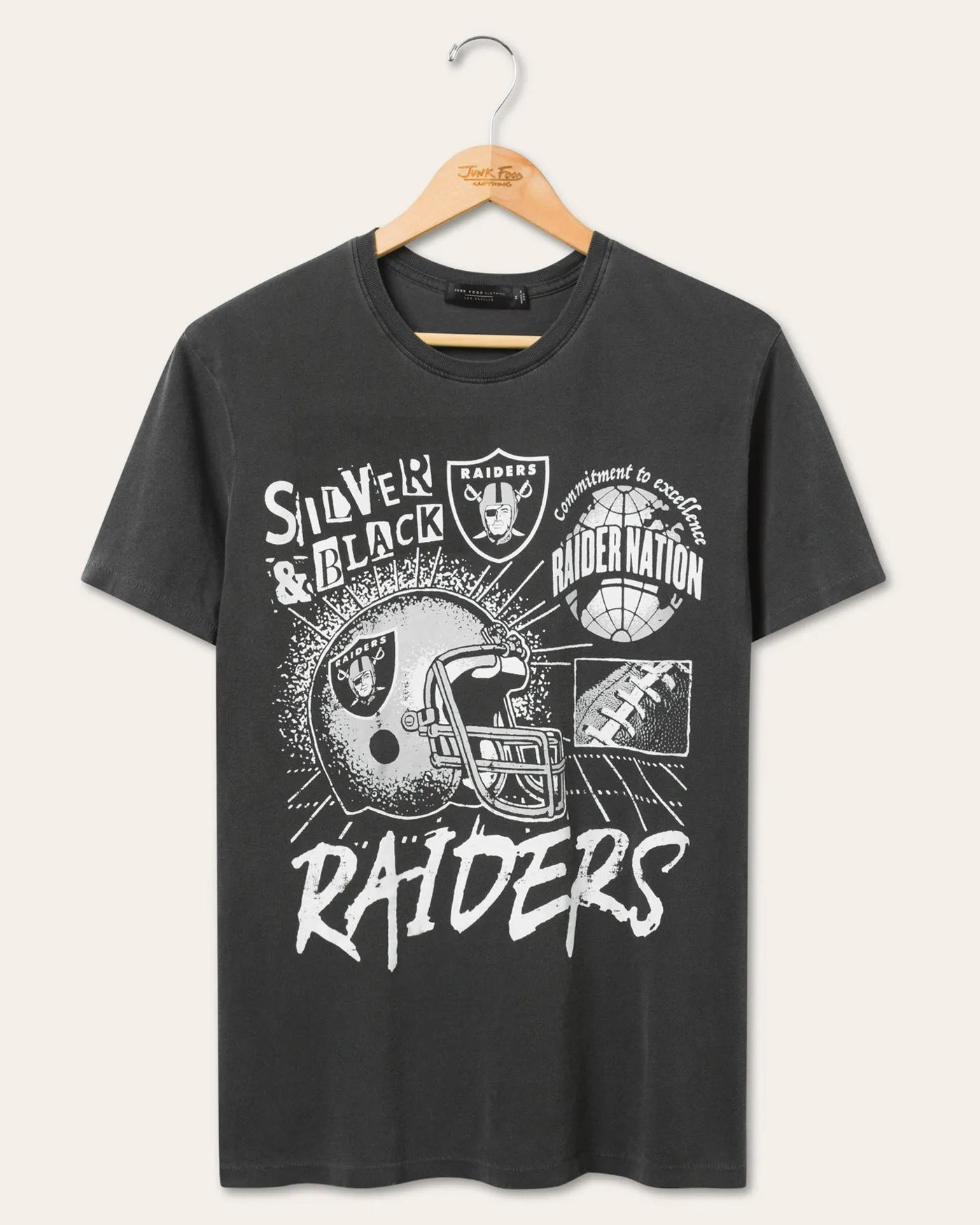Las Vegas Raiders Silver and Black Vintage Tee sold by Junk Food Clothing