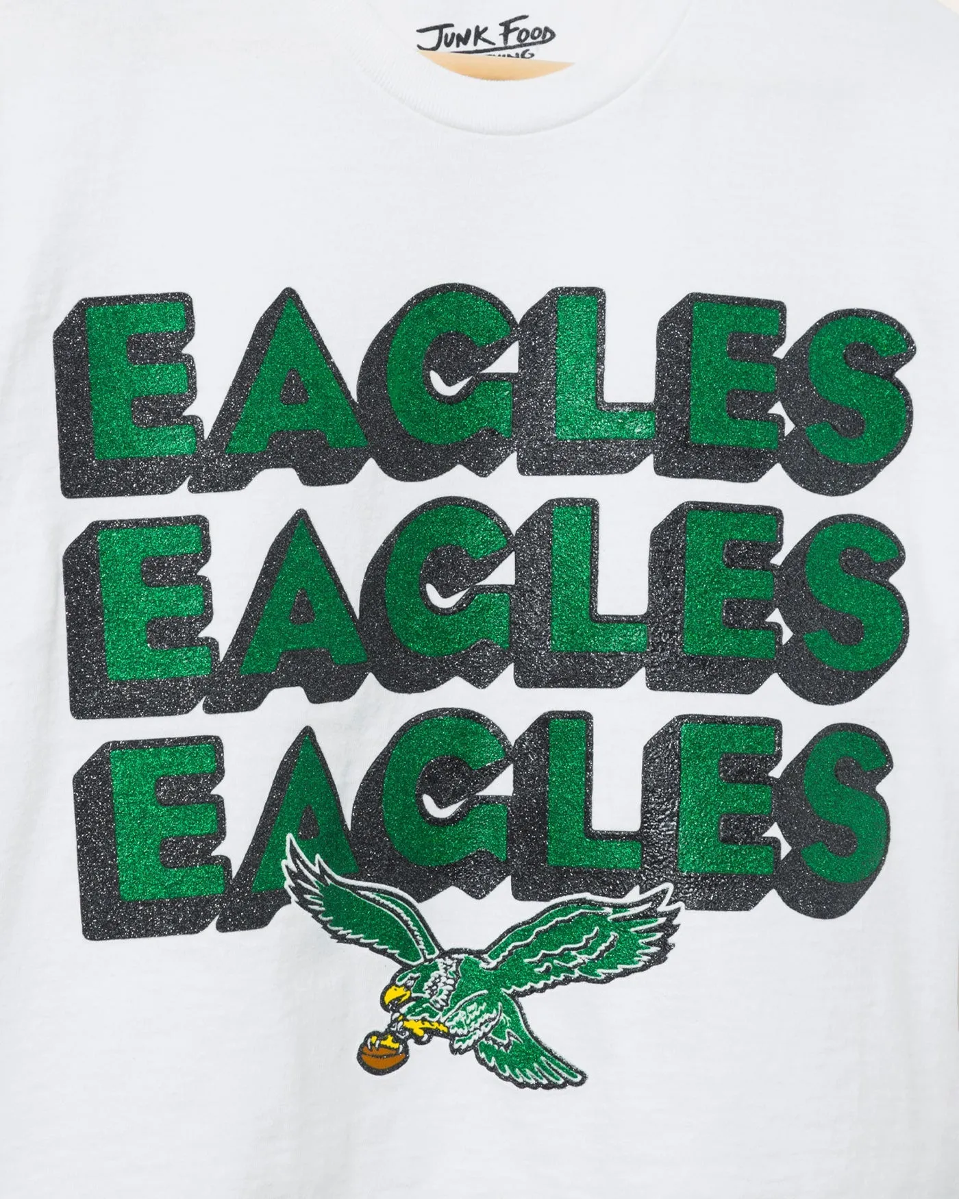 Women's Philadelphia Eagles Repeat Glitter Flea Market Crop Tee sold by Junk Food Clothing product image thumbnail 3