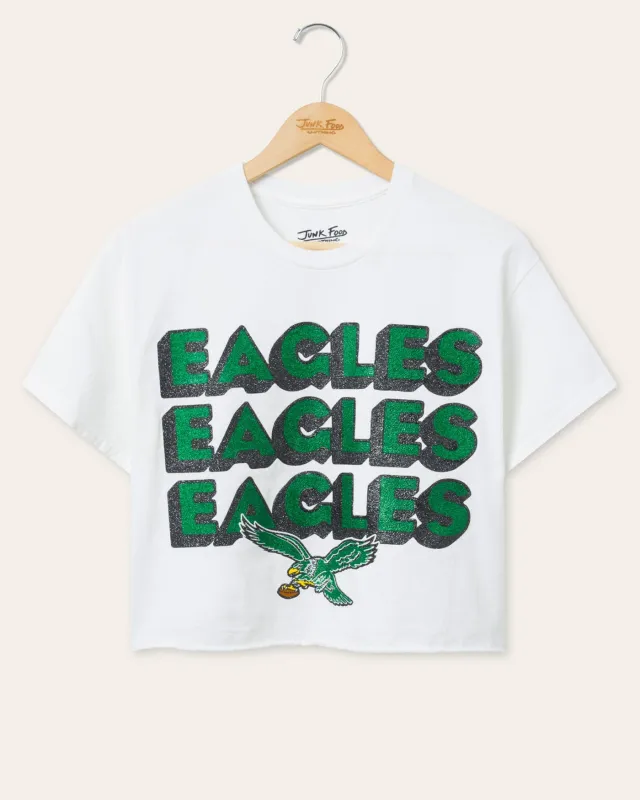 Women's Philadelphia Eagles Repeat Glitter Flea Market Crop Tee sold by Junk Food Clothing