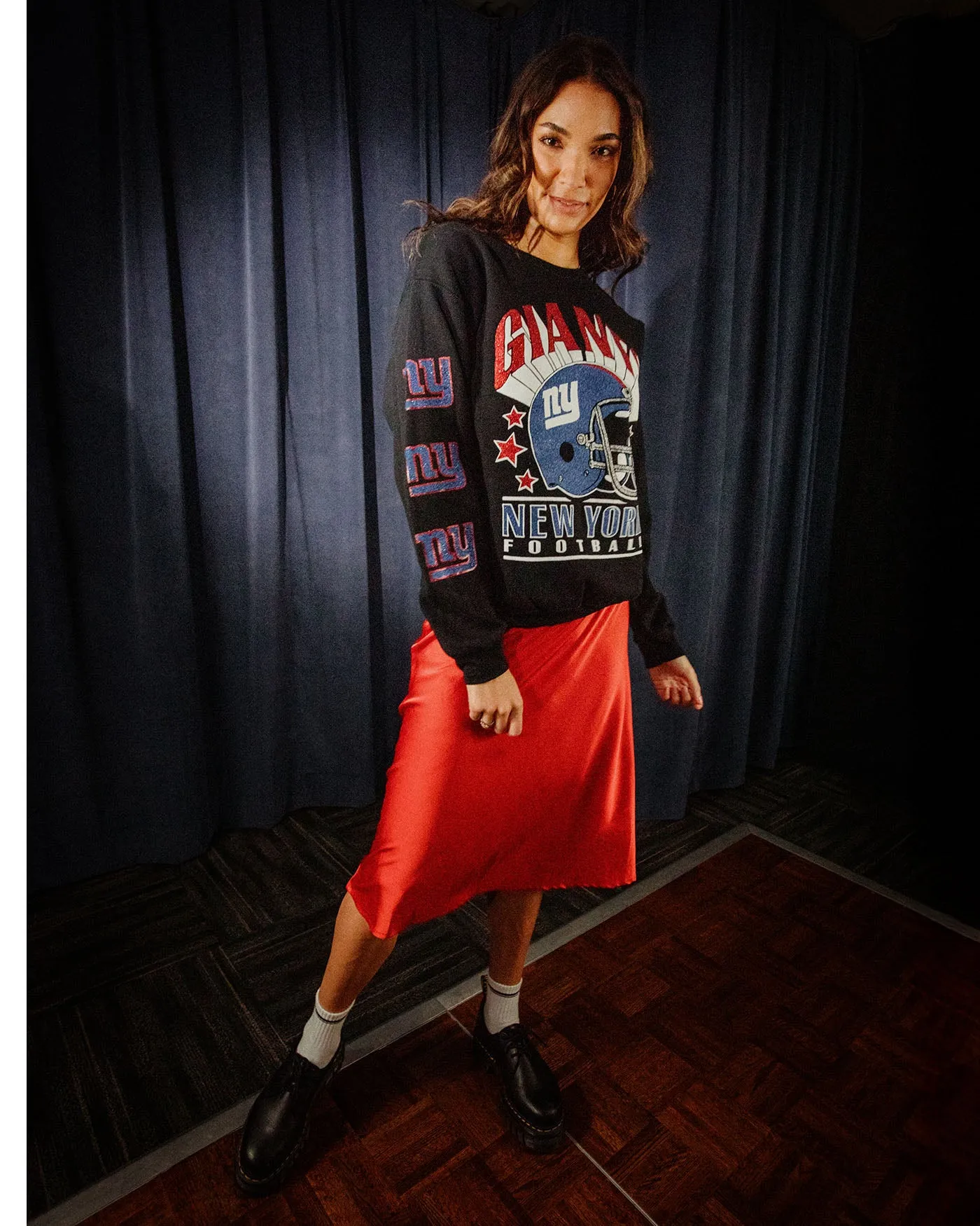 New York Giants Glitter Helmet Flea Market Crew Fleece sold by Junk Food Clothing product image thumbnail 2