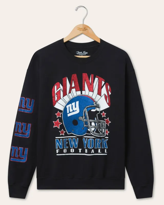 New York Giants Glitter Helmet Flea Market Crew Fleece sold by Junk Food Clothing