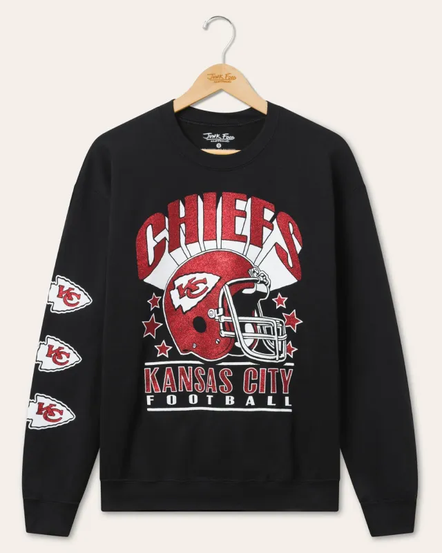 Kansas City Chiefs Glitter Helmet Flea Market Crew Fleece sold by Junk Food Clothing