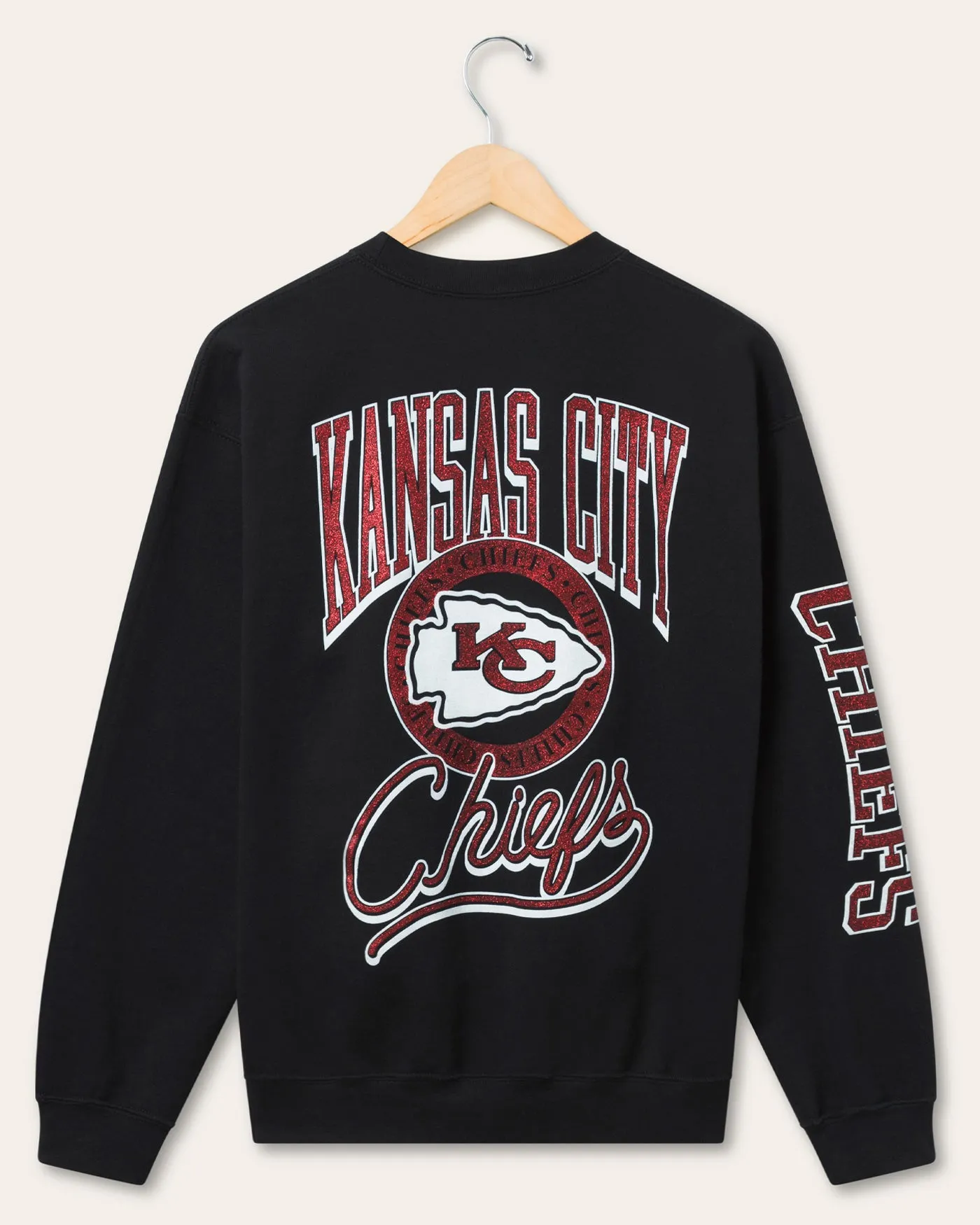 Kansas City Chiefs Glitter Flea Market Crew Fleece sold by Junk Food Clothing product image thumbnail 2