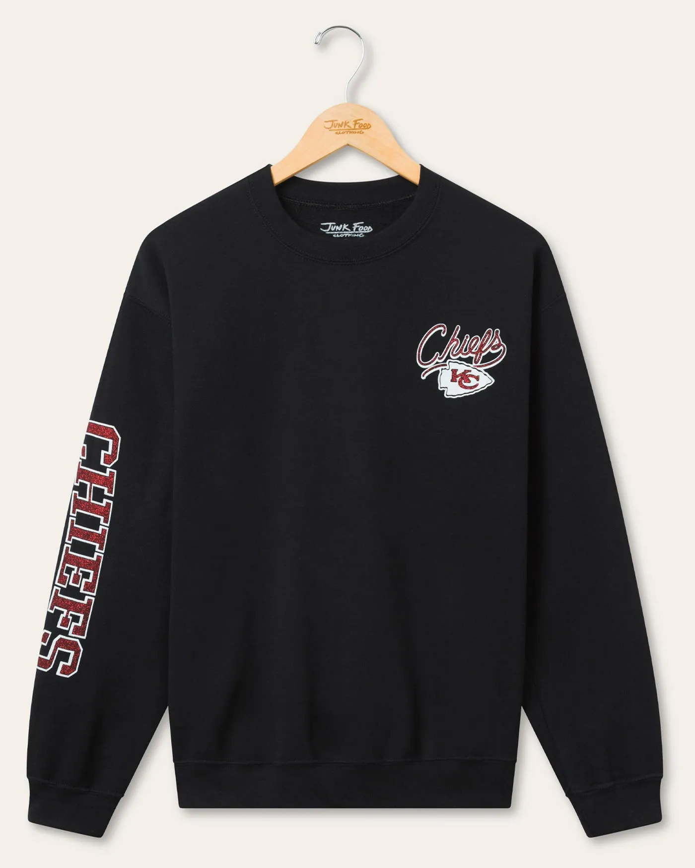 Kansas City Chiefs Glitter Flea Market Crew Fleece sold by Junk Food Clothing