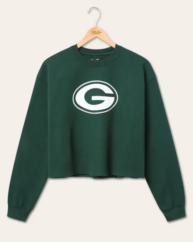 Women's Green Bay Packers Bling Flea Market Crop Fleece sold by Junk Food Clothing