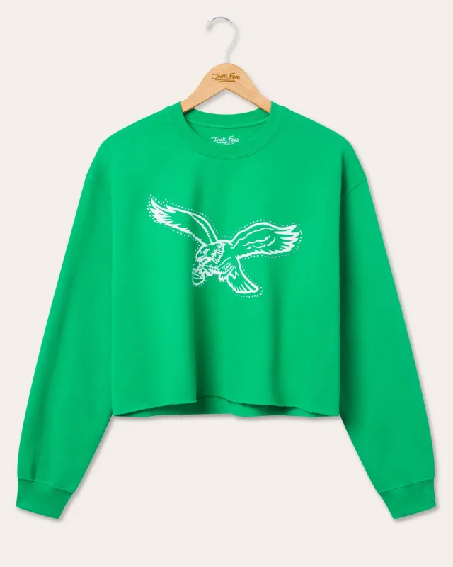 Women's Philadelphia Eagles Bling Flea Market Crop Fleece sold by Junk Food Clothing
