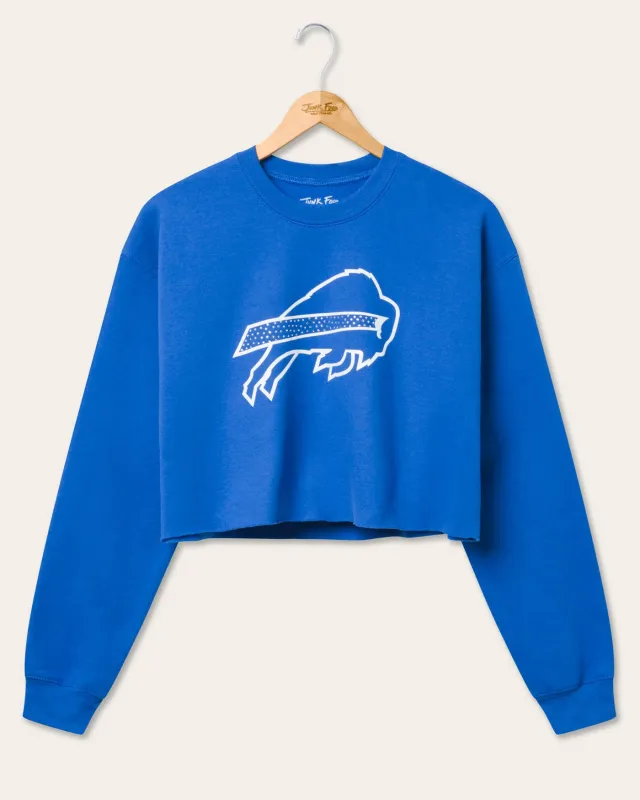 Women's Buffalo Bills Bling Flea Market Crop Fleece sold by Junk Food Clothing