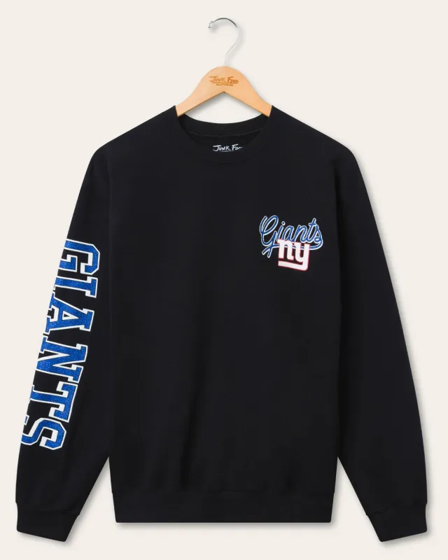 New York Giants Glitter Flea Market Crew Fleece sold by Junk Food Clothing