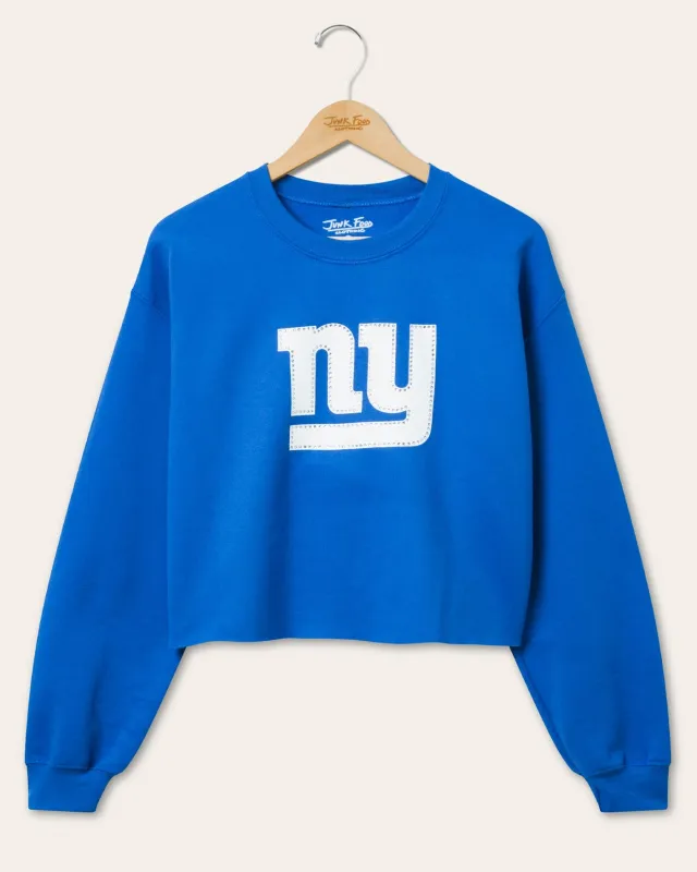 Women's New York Giants Bling Flea Market Crop Fleece sold by Junk Food Clothing