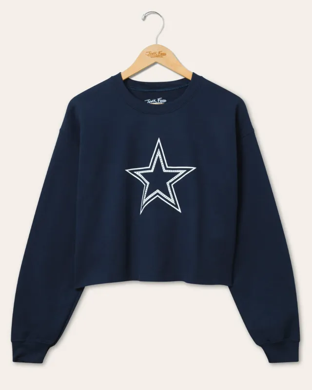 Women's Dallas Cowboys Bling Flea Market Crop Fleece sold by Junk Food Clothing
