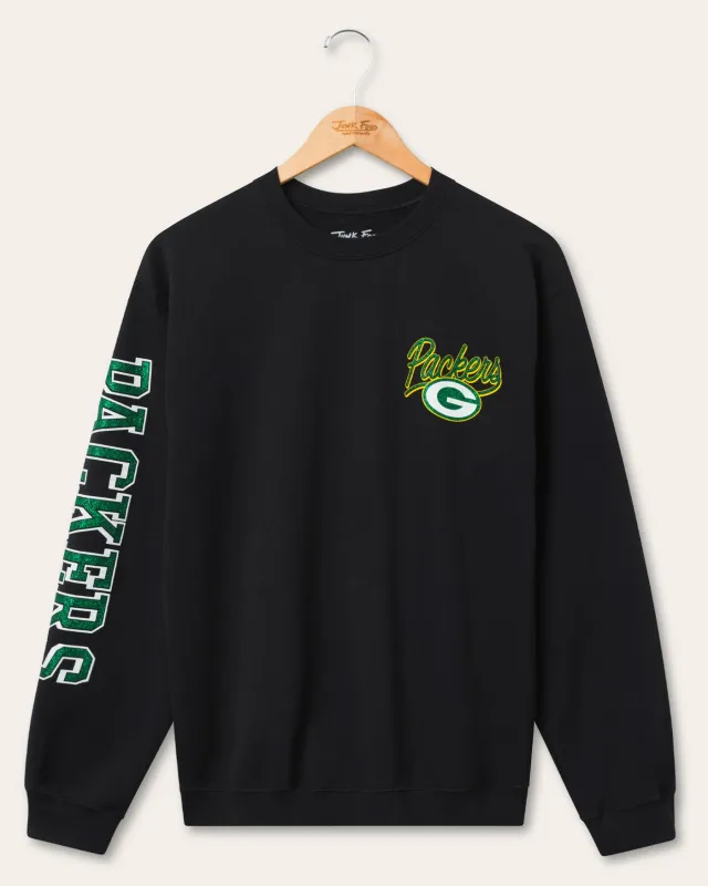 Green Bay Packers Glitter Flea Market Crew Fleece sold by Junk Food Clothing