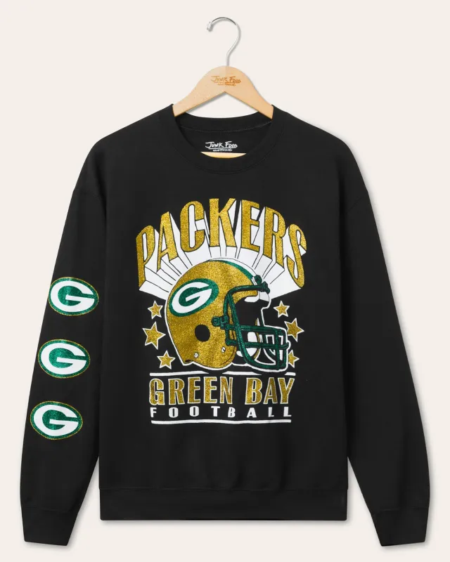Green Bay Packers Glitter Helmet Flea Market Crew Fleece sold by Junk Food Clothing