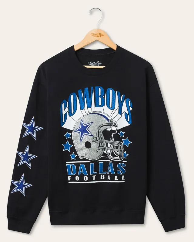 Dallas Cowboys Glitter Helmet Flea Market Crew Fleece sold by Junk Food Clothing