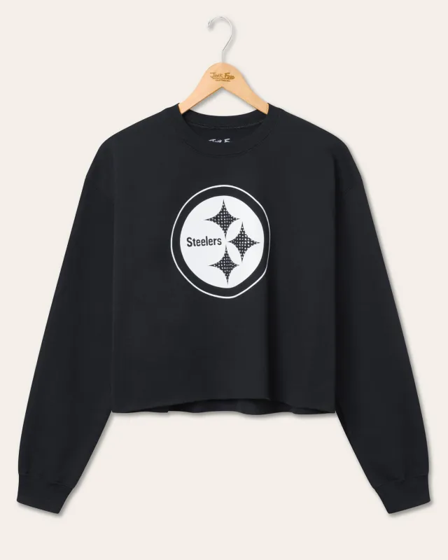 Women's Pittsburgh Steelers Bling Flea Market Crop Fleece sold by Junk Food Clothing
